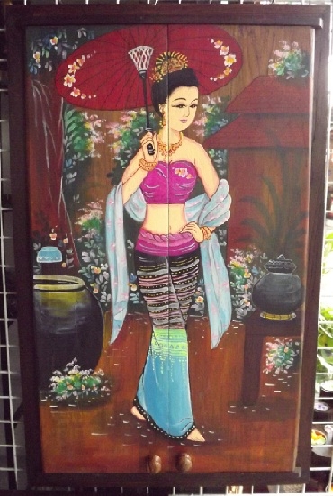 กรอบกระจกรูปผู้หญิงขนาด 36x60 cm.