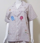 ชุดนอนกางเกงสามส่วนผ้า cotton 100% เกรด A สีฟ้า
