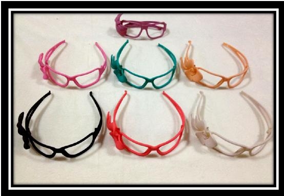 ที่คาดผมแว่นพลาสติกเนื้อ Fiber งานสีขุ่น ลวดลายคละแบบ งานดีมากค่ะ