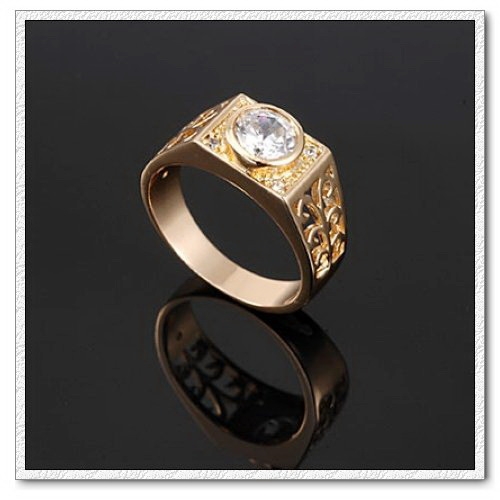 แหวนทองคำ 18k Gold Filled ประดับเพชร CZ ดีไซน์หรูสำหรับคุณผู้ชาย ไซส์ 11 US