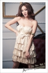 (พร้อมส่ง)เดรสใส่ออกงานกลางคืน เซ็กชี่ สีครีมทอง