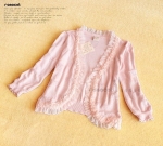 พร้อมส่ง  Knit & Co. เสื้อคลุมประดับดอกไม้  สีครีม