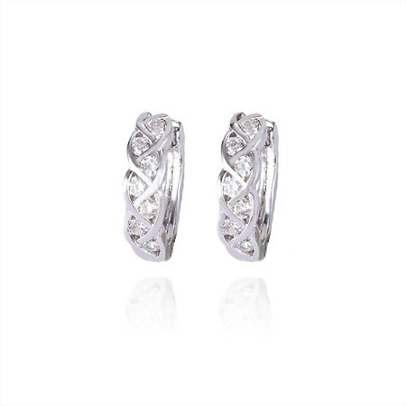 ต่างหูทองคำขาวดีไซร์สุดหรู 18K Gold Filled ประดับเพชร CZ เปล่งประกาย