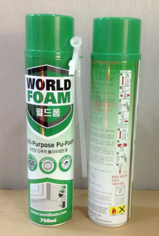 World Foam โพลียูรีเทนโฟม ในกระป๋องสเปรย์ฉีดหรือพ่นโฟมที่อยู่ภายในกระป่อง สำหรับ