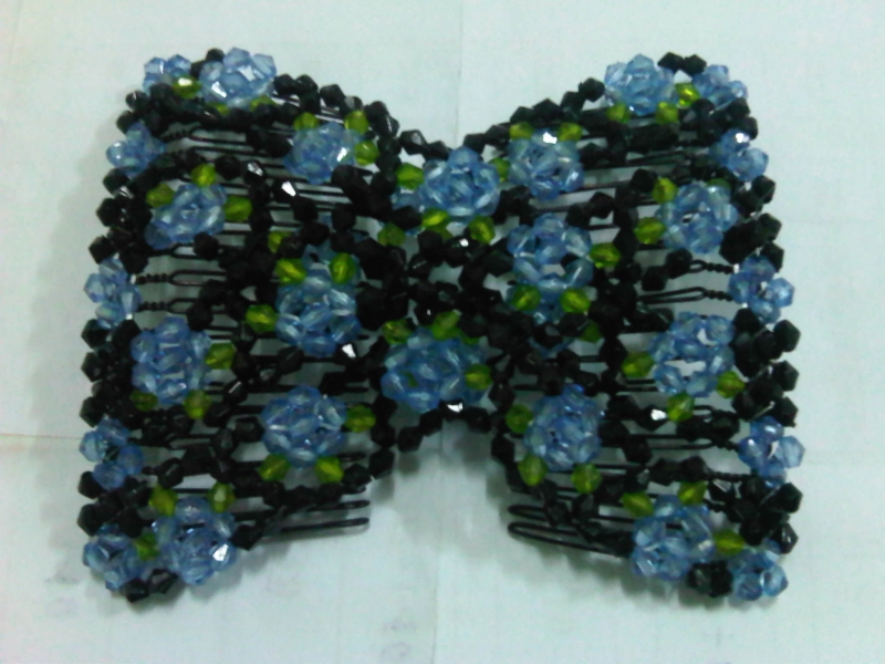 หวีสับคู่ลายดอกไม้สีฟ้า