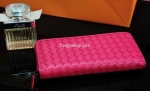 กระเป๋าเงินหนังแบบยาว ลายจักสาน สีชมพู