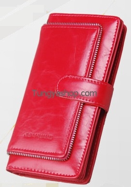 กระเป๋าเงินหนัง ลายซิป สีชมพูเข้ม กระเป๋าเงินหนัง ลายซิป สีชมพูเข้ม