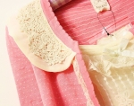 พร้อมส่ง  - Knit & co เสื้อคลุมคอตุ๊กตา สีชมพู