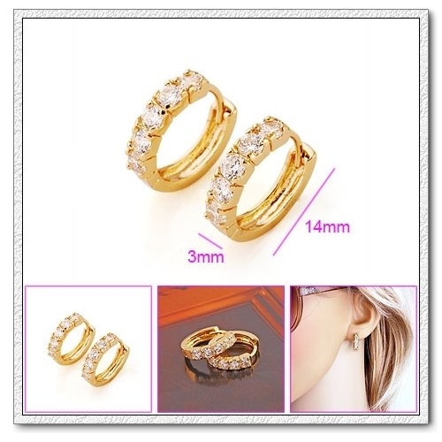 ต่างหูห่วงทองคำ 18k gold filled ประดับเพชร CZ เกรดพรีเมี่ยม สวยเรียบหรู