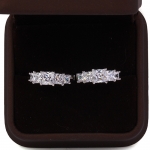 ต่างหูทองคำขาว 18k gold filled ประดับเพชร CZ เจียระไนเหลี่ยม ดีไซน์สุดหรู สวยมากค่ะ