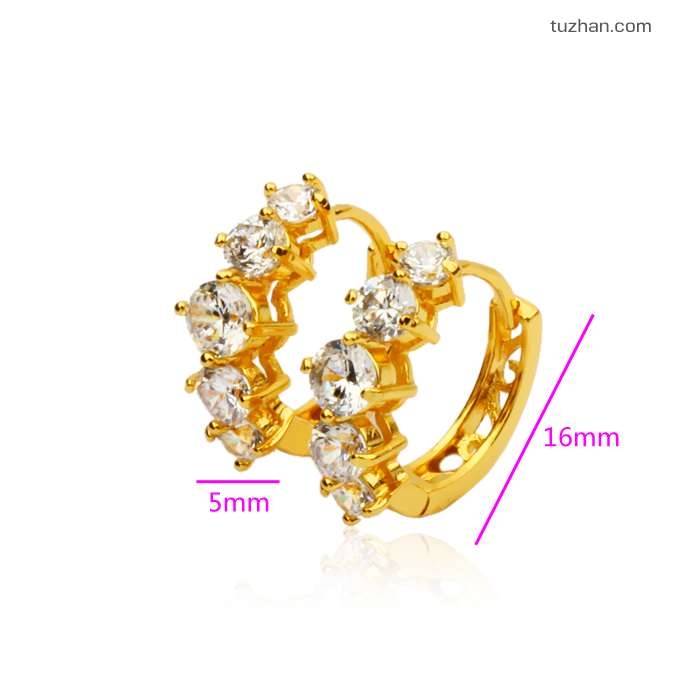 ต่างหูทองคำ 18k gold filled ประดับเพชร CZ เปล่งประกาย สวยมากค่ะ