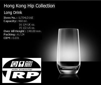 แก้วลองดิ้ง,แก้วทรงกลมยาว,แก้วน้ำ,Long Drink,รุ่น1LT04LD16E,Hong kong Hip,Lucari