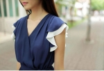 พร้อมส่ง ชุดกระโปรงสี Sapphire สองชั้น เอวโบว์