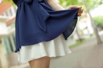 พร้อมส่ง ชุดกระโปรงสี Sapphire สองชั้น เอวโบว์