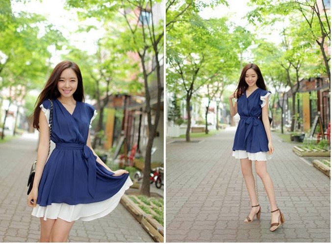พร้อมส่ง ชุดกระโปรงสี Sapphire สองชั้น เอวโบว์ พร้อมส่ง ชุดกระโปรงสี Sapphire สองชั้น เอวโบว์