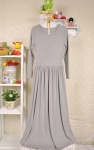 พร้อมส่ง ชุดกระโปรงยาวผ้าเด้ง คอกลม แขนยาว