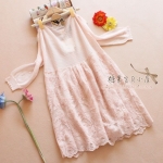 พร้อมส่ง เสื้อ Knit & Co  ปกลูกไม้ประดับมุก ล่างลูกไม้รี