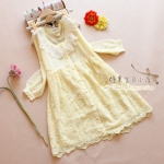 พร้อมส่ง เสื้อ Knit & Co  ปกลูกไม้ประดับมุก ล่างลูกไม้รี