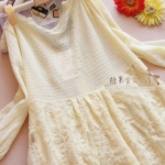 พร้อมส่ง เสื้อ Knit & Co  ปกลูกไม้ประดับมุก ล่างลูกไม้รี