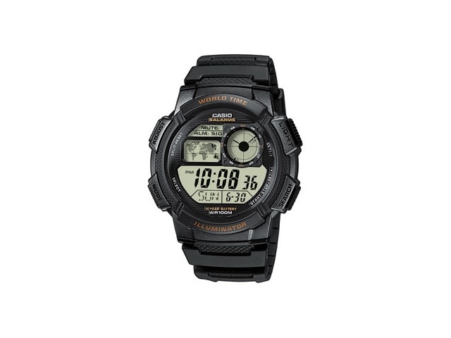 นาฬิกาผู้ชาย Casio AE-1000W-1AVDF 10ปีแบทเตอรี มีแผนที่โลก