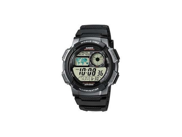 นาฬิกาผู้ชาย Casio AE1000W-1BVDF 10ปีแบทเตอรี มีแผนที่โลก