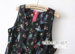 พร้อมส่ง  ชุดกระโปรงสั้น ลายนก พร้อมเข็มขัด