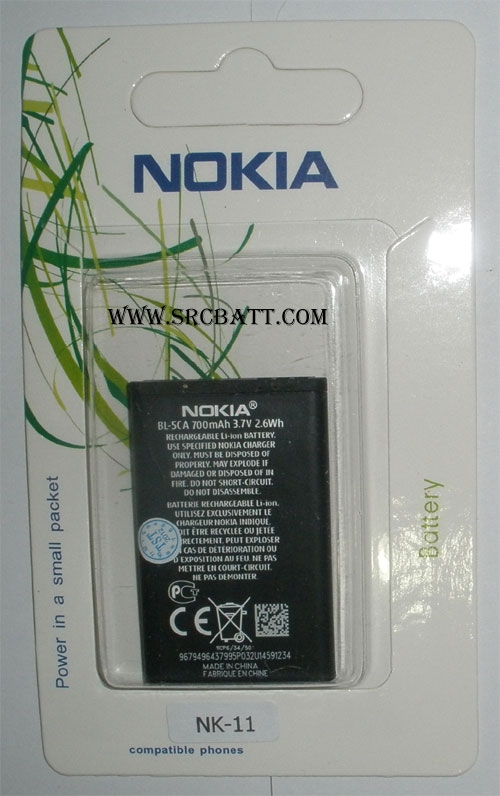 แบตเตอรี่มือถือยี่ห้อ Nokia BL-5CA ความจุ 700mAh (NK-11)