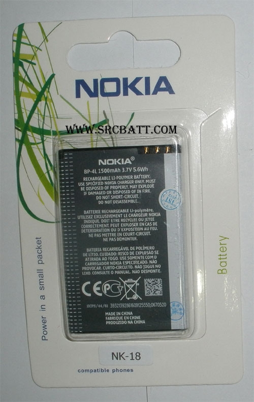 แบตเตอรี่มือถือยี่ห้อ Nokia BP-4L ความจุ 1500mAh (NK-18)