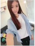 พร้อมส่ง เสื้อคลุมชีฟองแขนโคม สีฟ้า