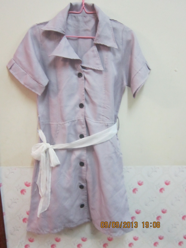 เดรสใส่ทำงาน สีม่วงอ่อน ทรงสุภาพ