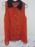 เสื้อแฟชั่น แขนกุด สีส้ม ลายสาคู ปกดำ