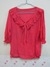 เสื้อแฟชั่น แขนสามสี่ส่วน สีส้มอมแดง ลายสาคูดำ