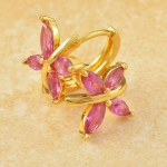 ต่างหูทองคำ 18k gold filled ประดับเพชร CZ สีแดงทับทิมดีไซน์ผีเสื้อ สวยน่ารีกมากๆ ค่ะ