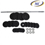 ขายชุดยกน้ำหนัก บาร์เบล ดัมเบล CAST IRON BARBELL AND DUMBELL SET 50KG.(สีดำ)