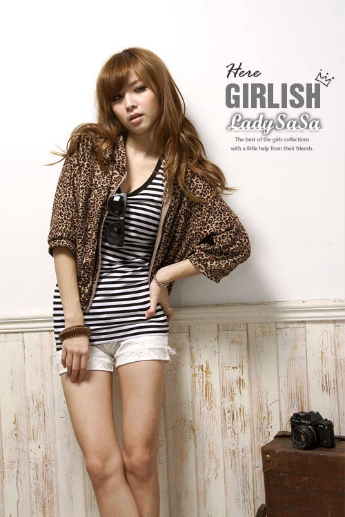 พร้อมส่ง เสื้อคลุมแขนสั้น ลายเสือ มีฮู้ด