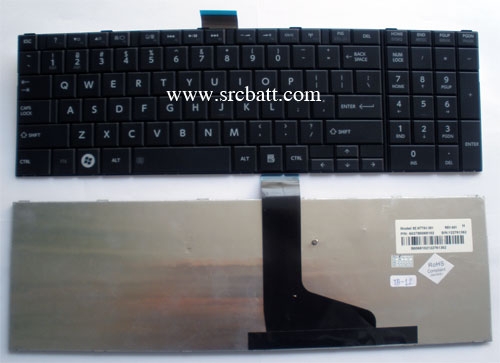 คีย์บอร์ดโน๊ตบุ๊คสำหรับ Toshiba C850 C855D L850 L850D (TO-12) สีดำ แถมสติ๊กเกอร์