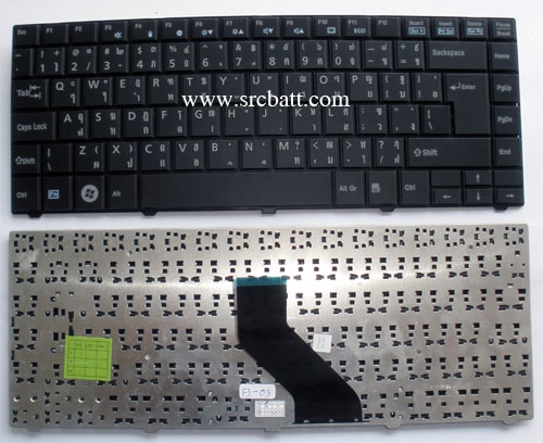 คีย์บอร์ดโน๊ตบุ๊คสำหรับ Fujitsu Lifebook LH531 (FJ-03) สีดำ