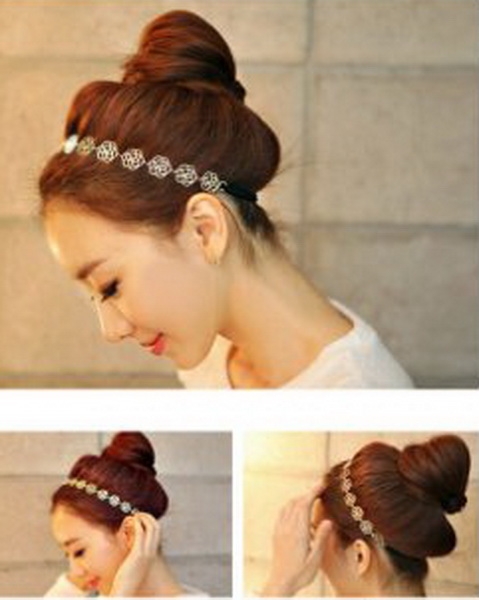 ที่คาดผมแฟชั่นเกาหลีนำเข้าคุณภาพเยี่ยม ตกแต่งด้วยโลหะสีทองดีไซน์ดอกไม้ สวยน่ารัก