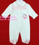 -BS6526- ชุดหมีแขนยาว สีขาวลายแมวเมี๊ยวคิตตี้  ไซส์ NEW BORN (เด็กแรกเกิด)