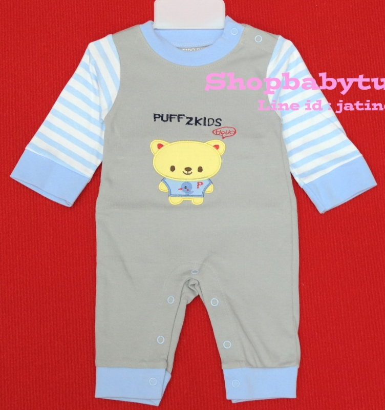 -BS6524- ชุดบอดี้สูทเด็กขายาวสีเทา ลายหมีน้อย (ไซส์ 0-3เดือน)