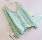 พร้อมส่ง - Knit & co เสื้อแขนยาว ปกกลาสี ลูกไม้ คอวี พร้อมส่ง - Knit & co เสื้อแขนยาว ปกกลาสี ลูกไม้ คอวี