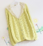 พร้อมส่ง - Knit & co เสื้อแขนยาว ปกกลาสี ลูกไม้ คอวี พร้อมส่ง - Knit & co เสื้อแขนยาว ปกกลาสี ลูกไม้ คอวี