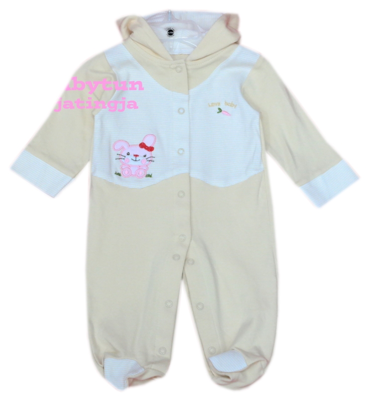 -BS6511-ชุดหมีแขนยาว สีขาวครีม ลายกระต่ายน้อย (ไซส์ 6-9 M)