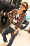 พร้อมส่ง เสื้อยืดแขนสามส่วนลายการ์ตูน สีเทา