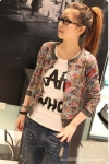 พร้อมส่ง เสื้อยืดแขนสามส่วนลายการ์ตูน สีเทา