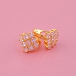 ต่างหูทอง 18k gold filled ประดับเพชร CZ ดีไซน์ข้าวหลามตัด เปล่งประกาย สวยมากๆ ค่ะ
