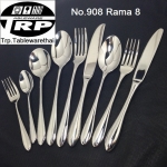 ช้อนหวานส้อมหวาน,Handmade,Dessert Spoon,Dessert Fork,รุ่น 908 Rama 8,Made In Tha