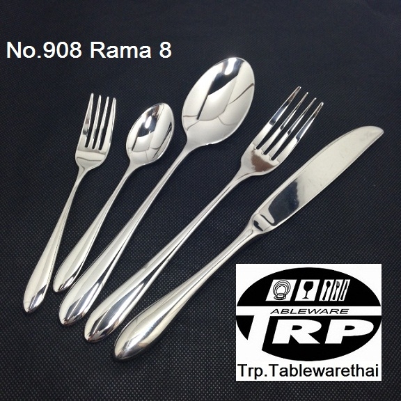 ช้อนโต๊ะส้อมโต๊ะ,Handmade,Table Spoon,Table Fork,รุ่น 908 Rama 8,Made In Thailan
