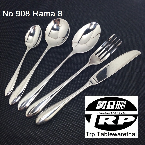 ช้อนซุุปคาว,Handmade,Dinner Soup Spoon,รุ่น 908 Rama 8,Made In Thailand,สแตนเลส,