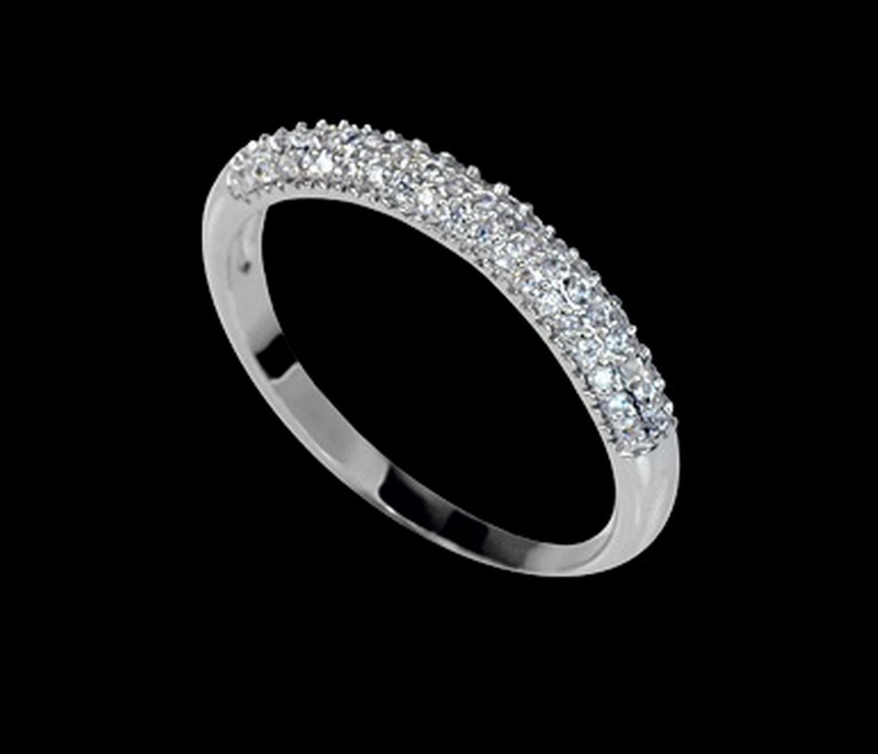 แหวนทองคำขาว 18k ประดับเพชร CZ ดีไซน์หรู น่ารัก ไซส์ 5 US